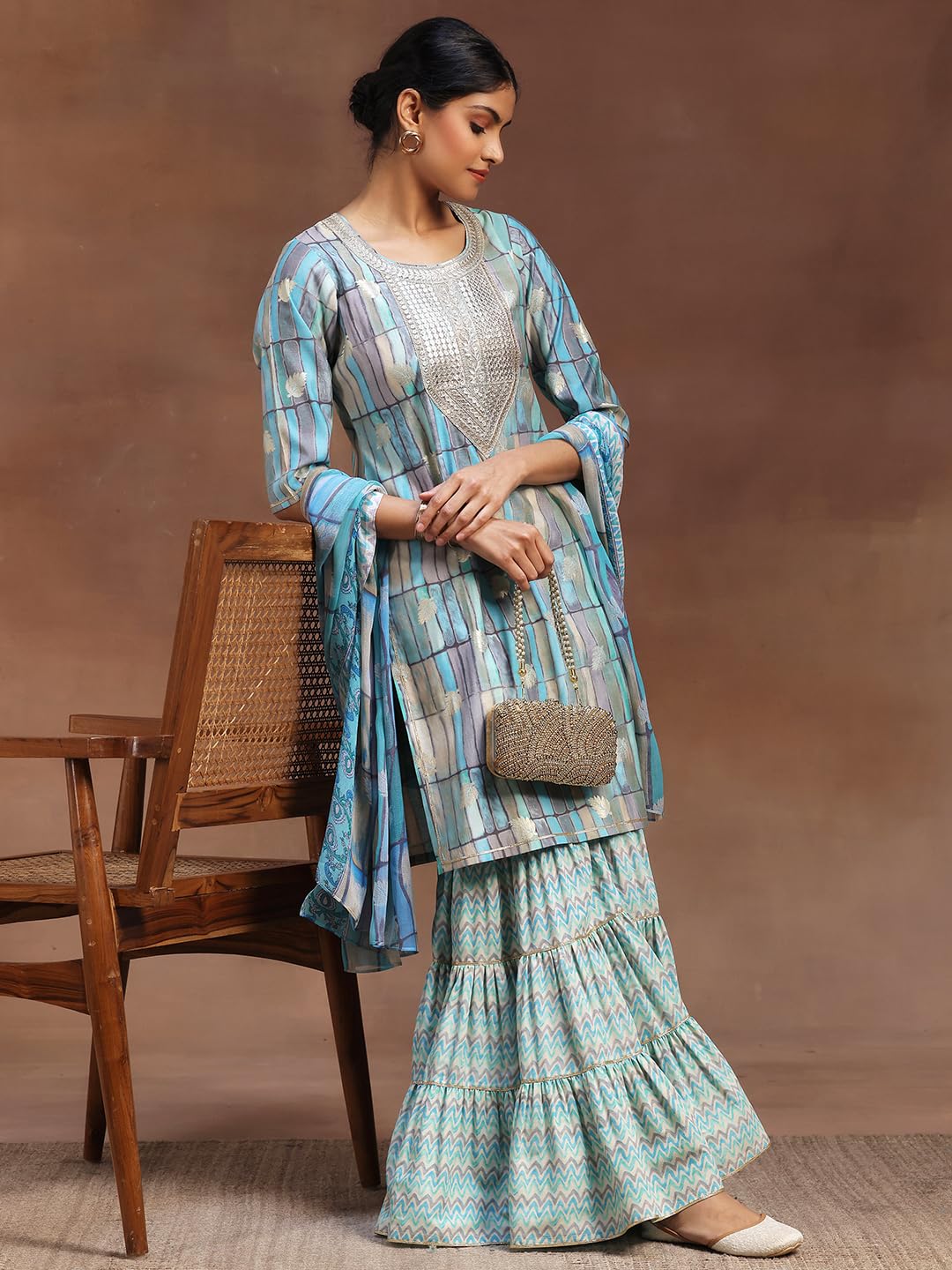 Libas Women's Silk Blend Kurta Set (36693O_Blue