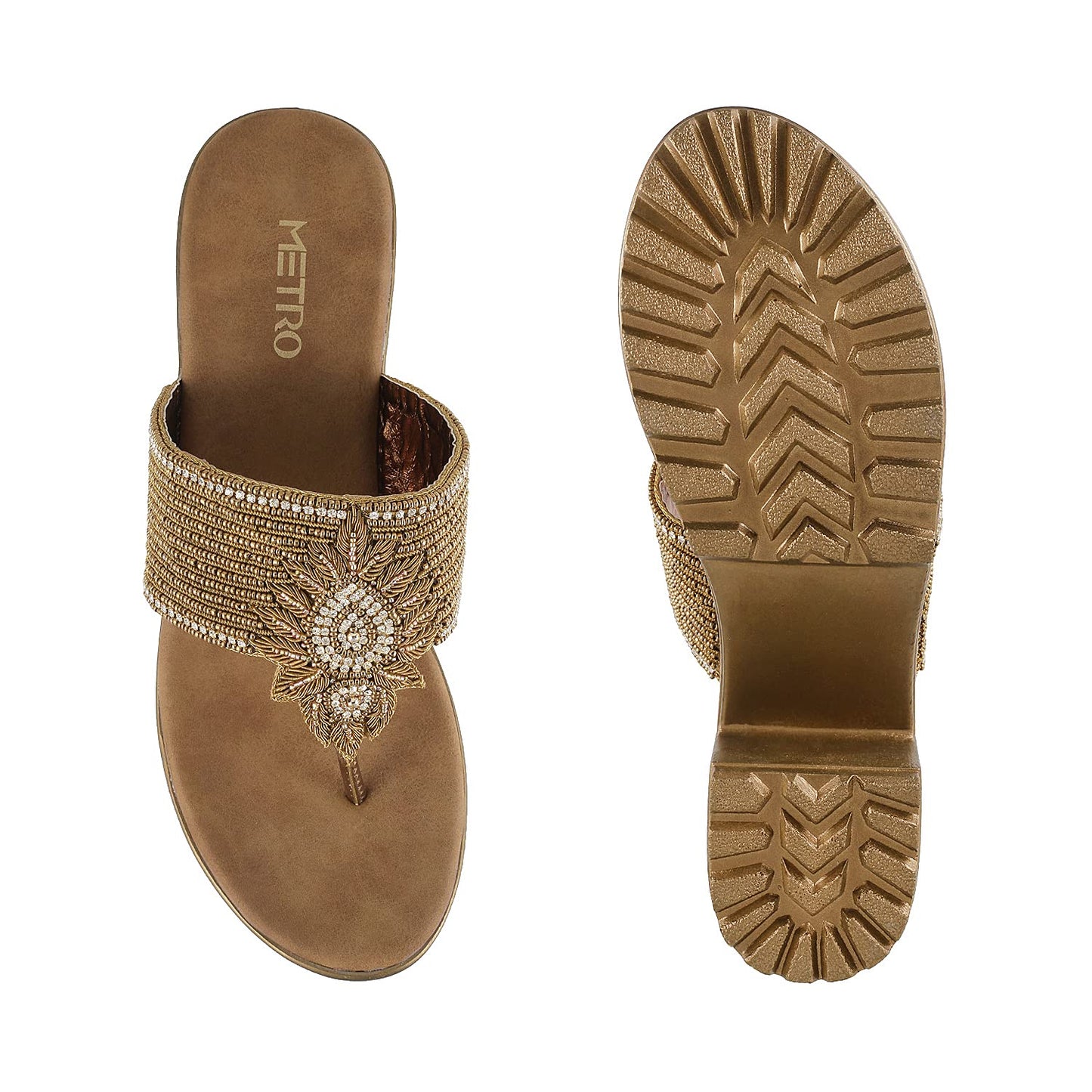 Metro Women's Gold Fashion Sandals-5 UK (38 EU) (35-2797)