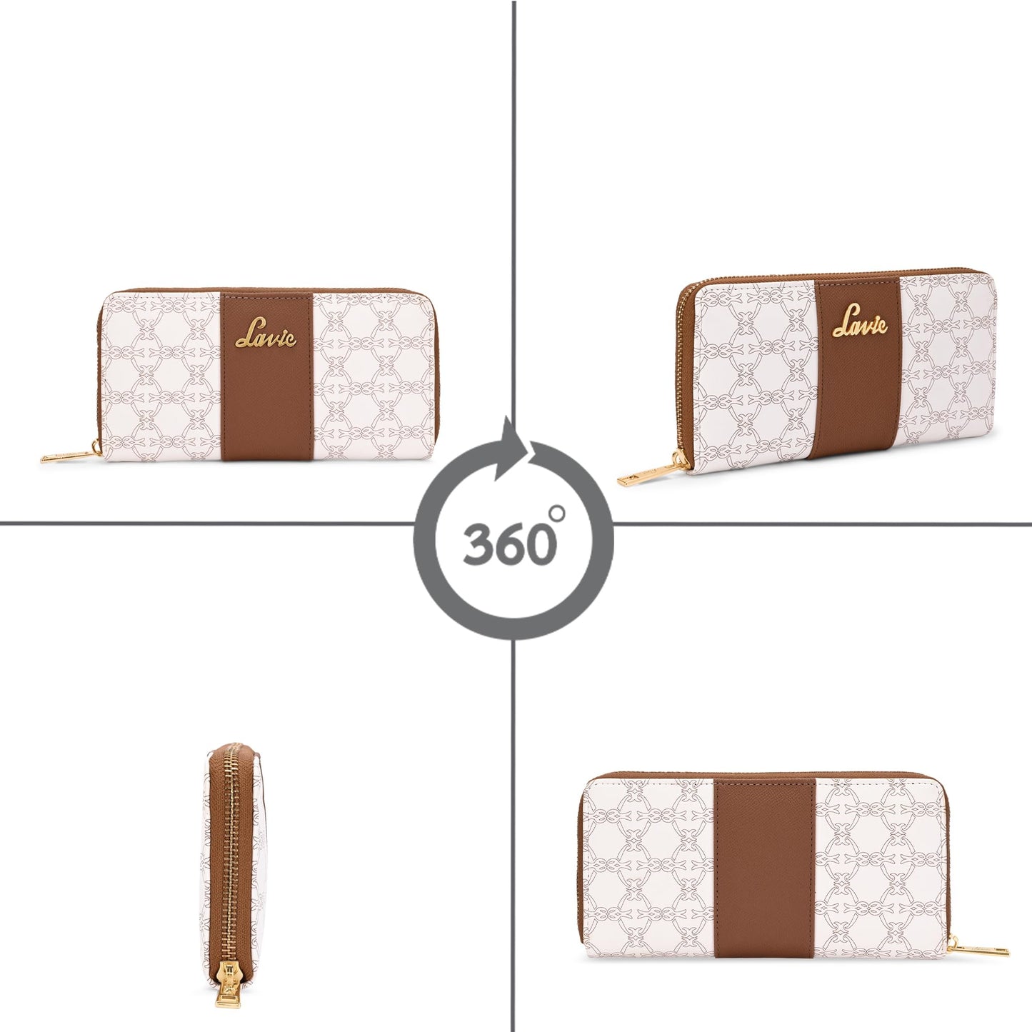 Lavie Women's Mono Wallet | Ladies Stylish Purse Bag | Credit Card, Money Holder | Zip Around Wallet | Gift for Women