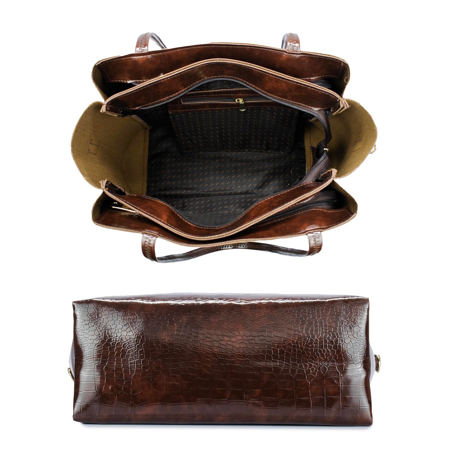 Horse and Hash Croco Pattern Western Tote Bags For Womens And Girls Shoulder Bag Extra Spacious (Brown)