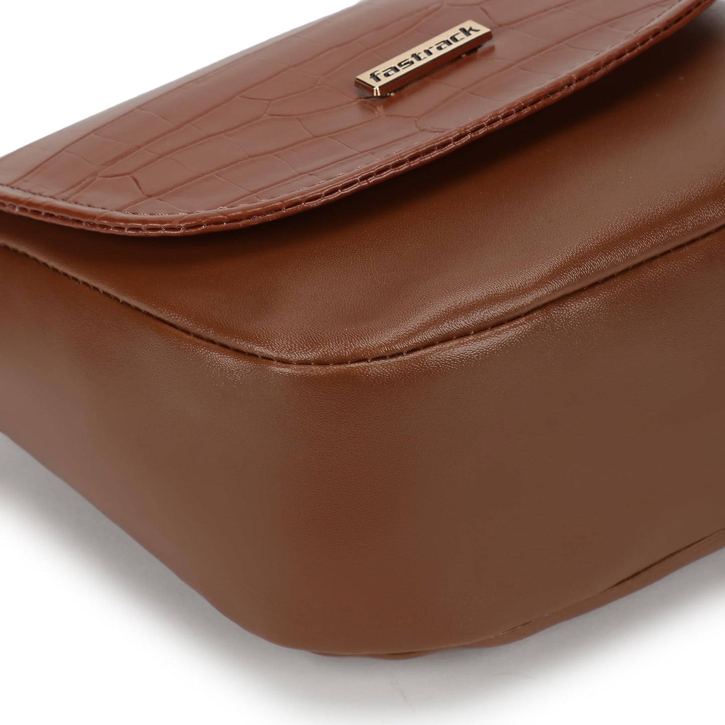 Fastrack Women’s Spacious Croc-Textured Party Sling Bag (Tan Brown)