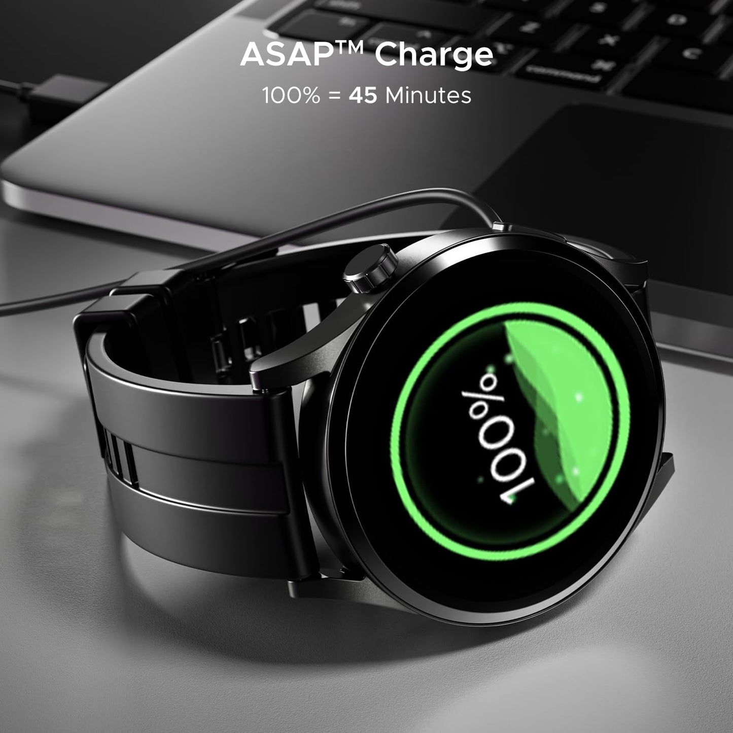 boAt Chrome Horizon, Video Watch Faces, 1.51” AMOLED Display, HRV & VO2 Max, Auto-Activity Detection, ASAP Charge, Advanced Bluetooth Calling, IP68, HR & SpO2 Monitor Smart Watch(Midnight Black)