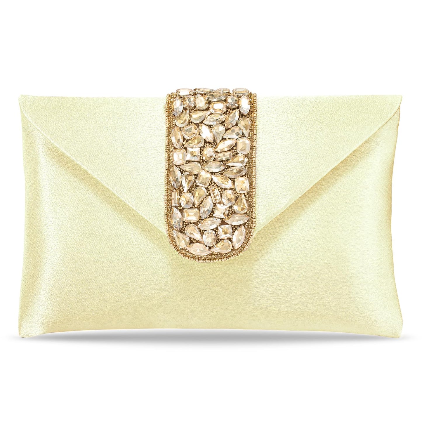 Peora Clutch Women's Purse Bridal Bag For Casual Detachable Strap Evening Sling Bag (Golden)