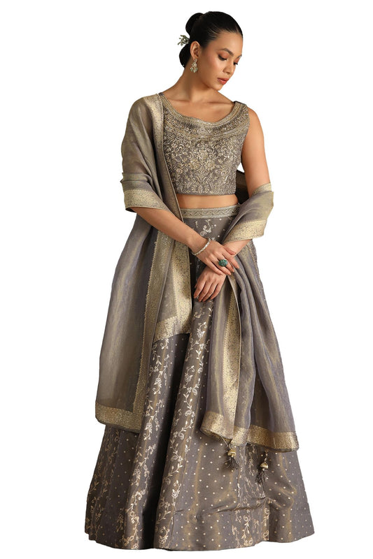 Soch Women's Viscose Lehenga Choli (OWS5CD21804_Grey_M)