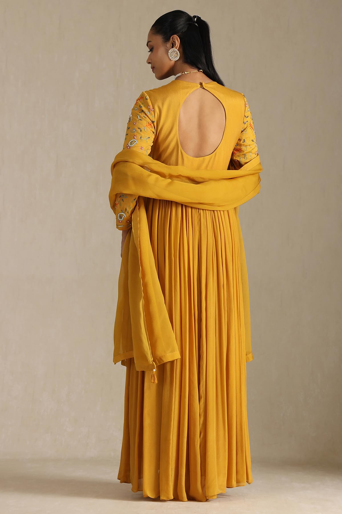 Soch Women's Chiffon Gown (OWS5CD21486_Mustard