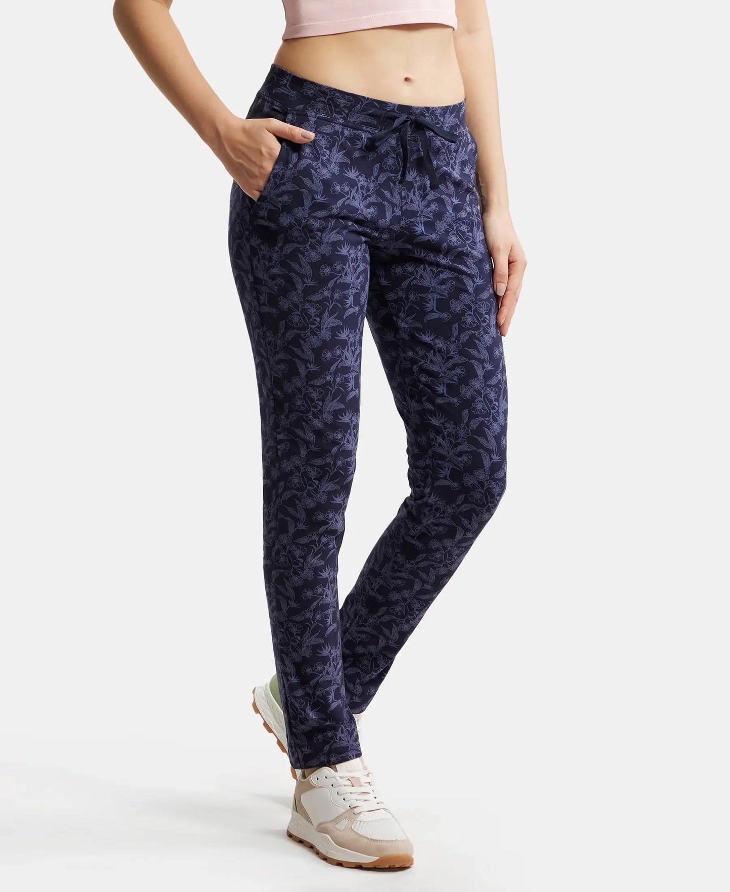 Jockey Women's Regular Fit Cotton Capri (1301_Navy Blazer Printed_XXL_Blue_2XL)