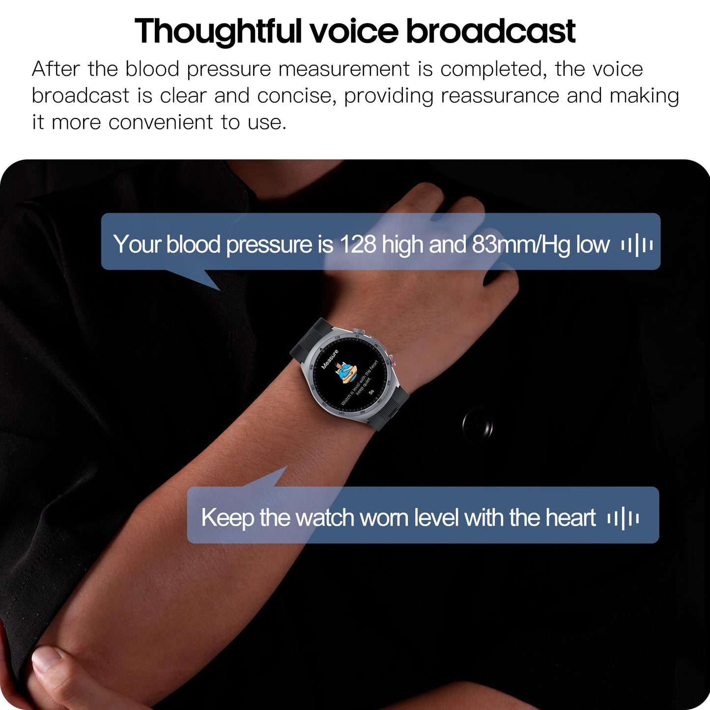 Yowow BIT Blood Pressure Smart Watch with Air Pump Airbag,Voice Broadcast (Answer/Make Calls), 1.43" AMOLED Fitness Tracker, Heart Rate/SpO2/Temperature/Sleep Monitor/Pedometer, Data Sharing