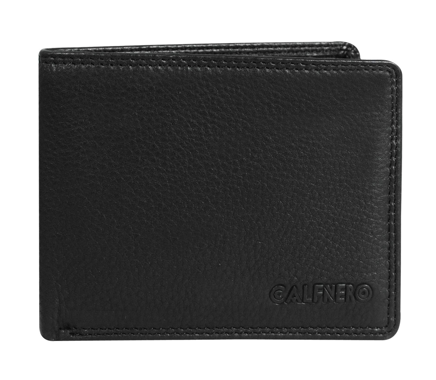 Calfnero Men's Genuine Leather Wallet for Men | RFID Protected | Bifold Wallet with Flip ID Window, Coin Pocket & Zipper Compartment