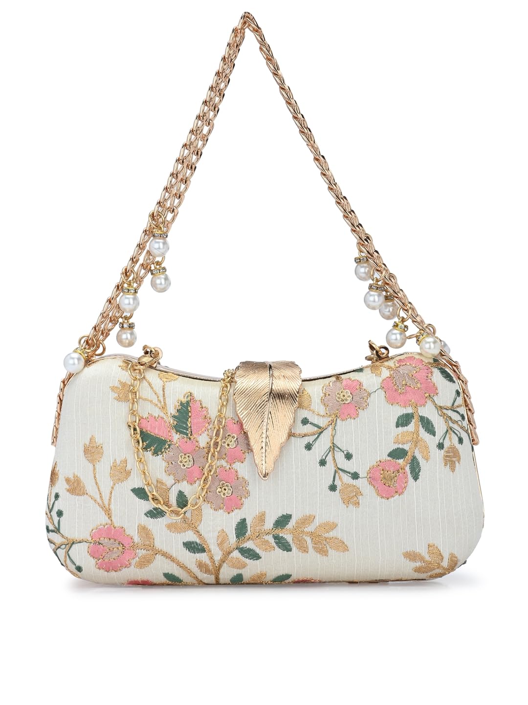 TOOBA Women's Cream Pebble Handcrafted Beautiful Bling Box Clutch Bag