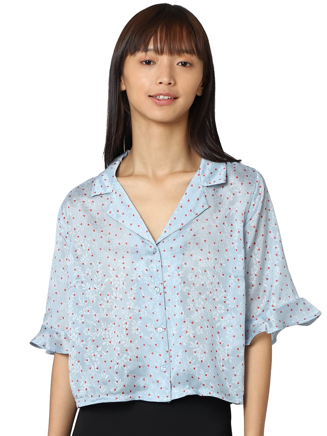 ONLY Women's Polyester Solid Regular Shirt