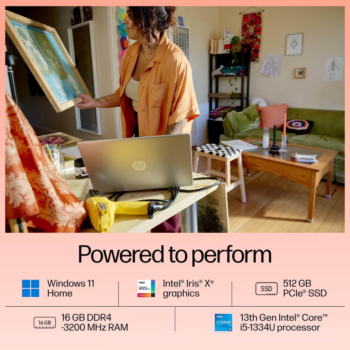 HP 15, 13th Gen Intel Core i5-1334U Laptop (16GB DDR4, 512GB SSD) Anti-Glare, 15.6"/39.6cm, FHD, Win 11, MS Office 21, Silver, 1.59kg, Intel Iris Xe Graphics, 1080p FHD Camera, Backlit KB, fd0221TU