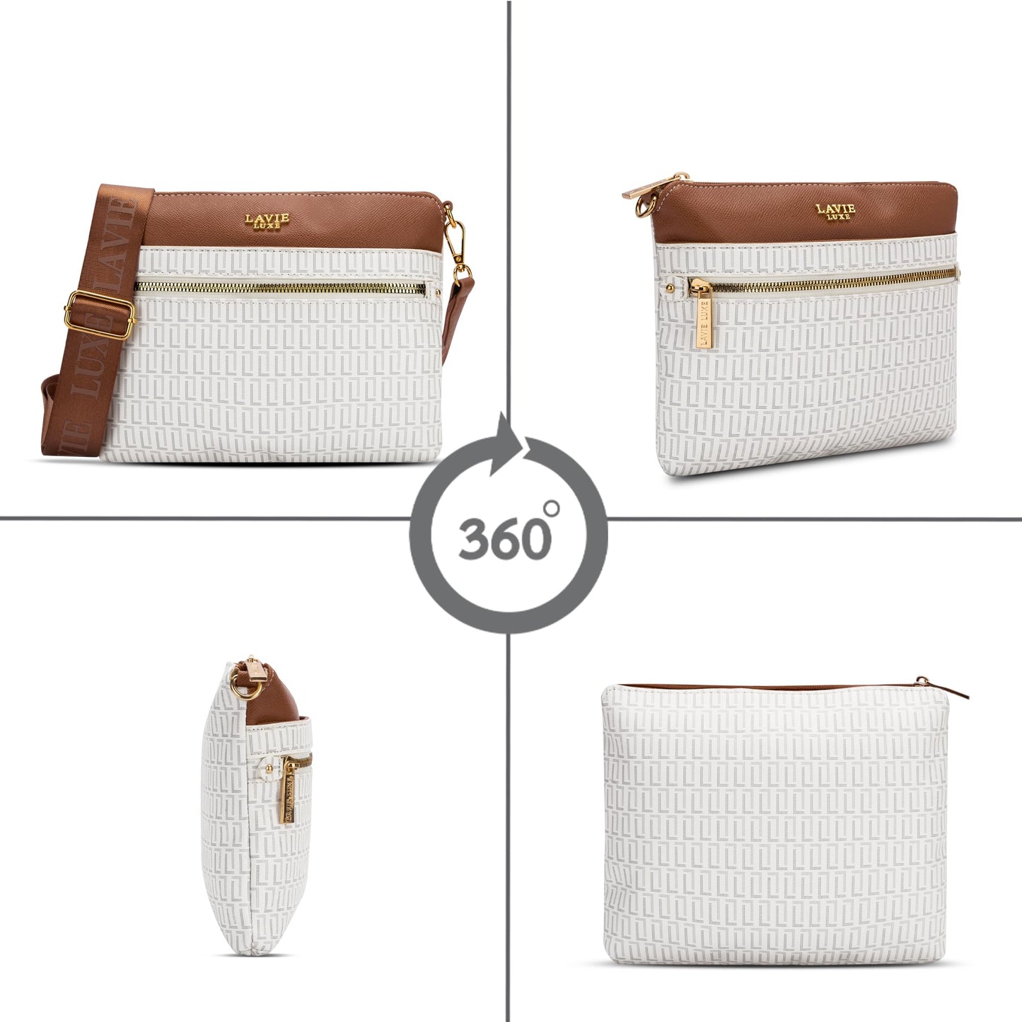 Lavie Luxe Women's Mono Quick Top Zip Crossbody Box Sling Bag | Ladies Purse Handbag | Gift for Women