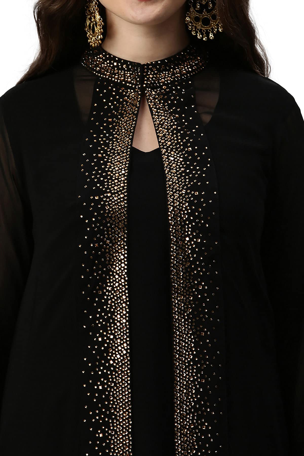 Soch Black Pure Georgette Embroidered Chudidar Set