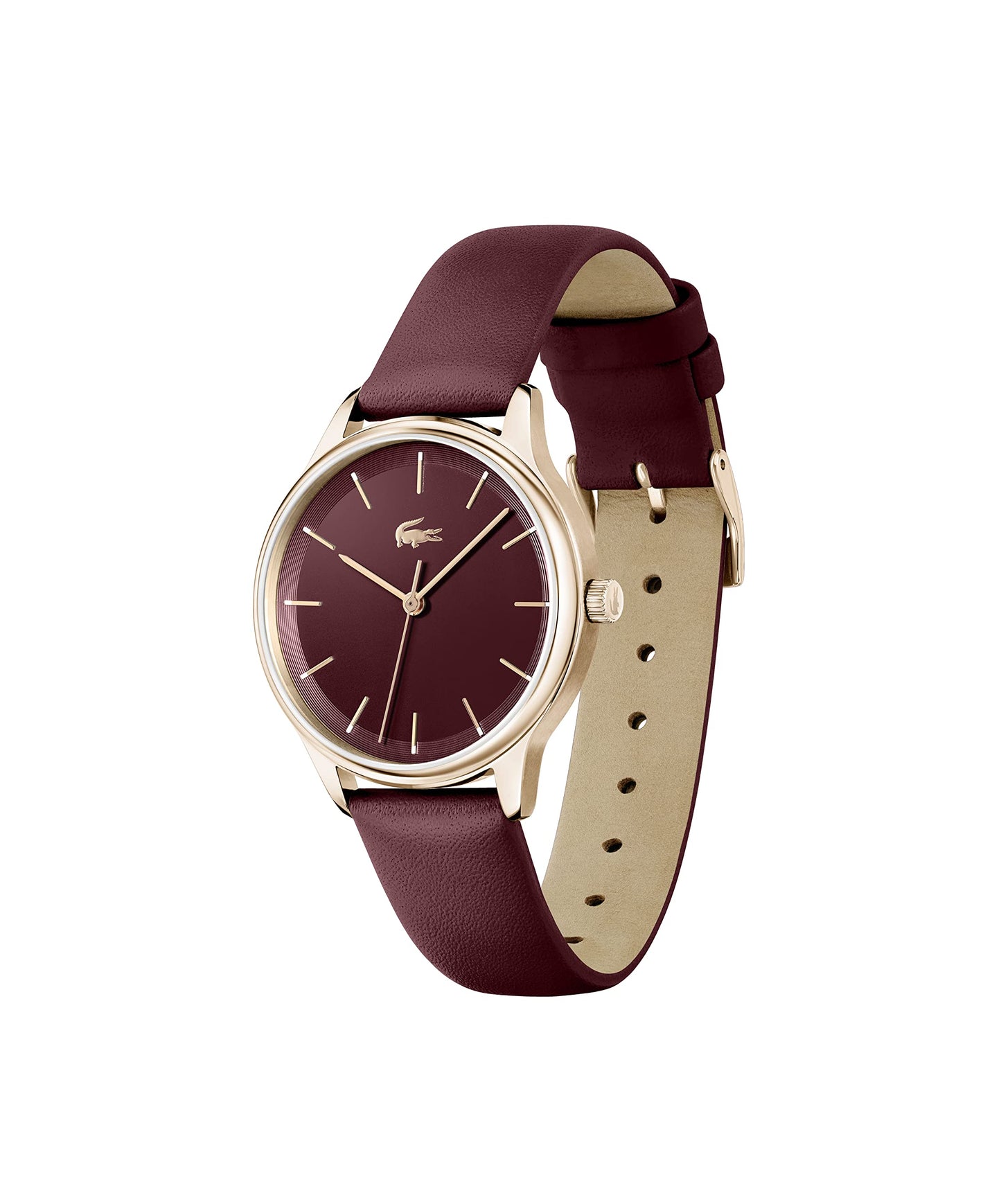 Lacoste Club Qtz Basic Red Round Dial Women's Watch|Red Leather Material|Red Color Band - 2001256
