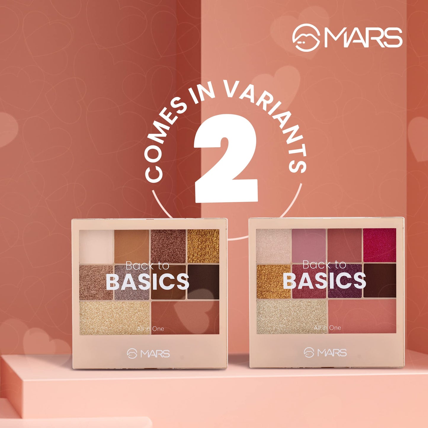 MARS Back To Basics All-In-One Face Palette With Free Applicator | 8 Eyeshadows With Blusher And Highlighter | Highly Pigmented | Beginner Friendly (14.4G) (Shade-02), Natural