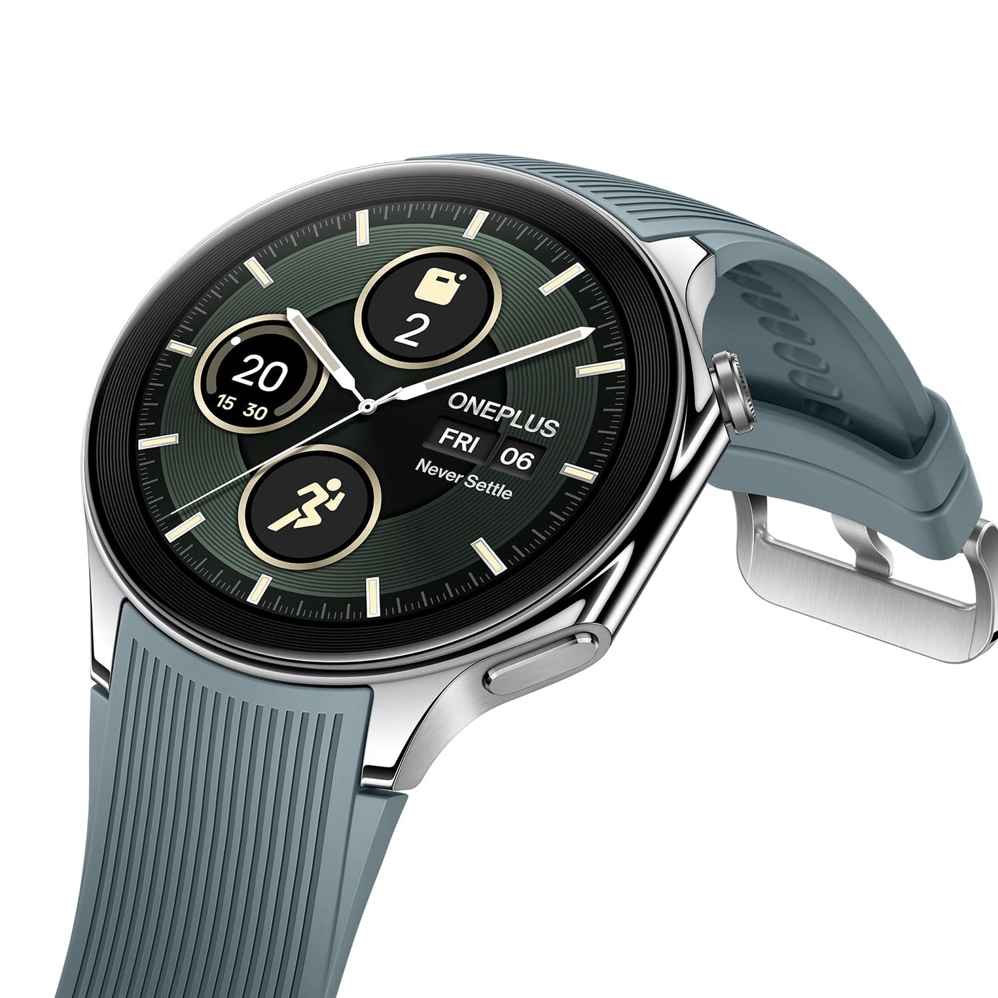 OnePlus Watch 2 with Wear OS 4,Snapdragon W5 Chipset,Upto 100hrs battery life,1.43’’ AMOLED Display,Stainless Steel & Sapphire Crystal build,Dual Frequency GPS,5 ATM, IP68 & BT Calling (Radiant Steel)