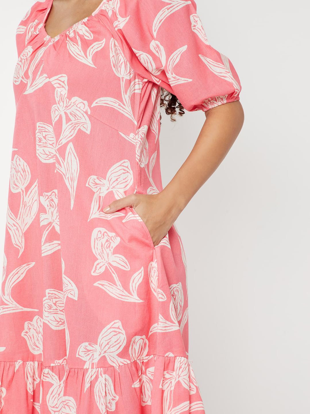 Max Women's Cotton A-Line Below The Knee Dress (NP59004_Pink