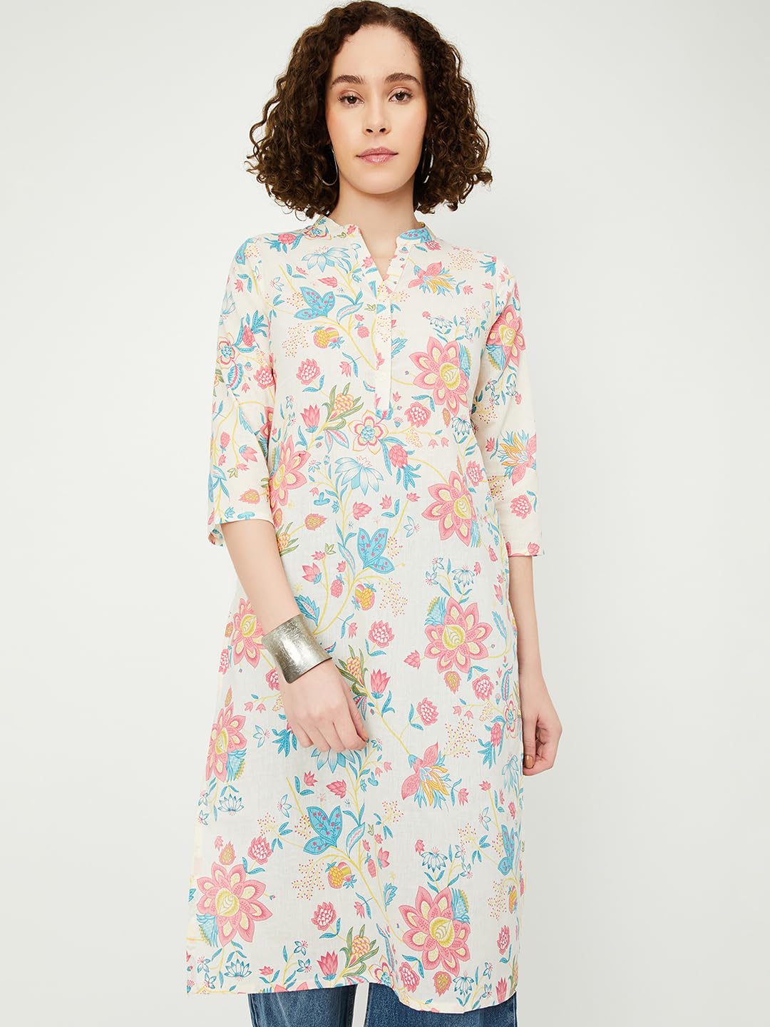 Max Women's Cambric Regular Fit Kurta (SFPKSU24SH_Off White_M