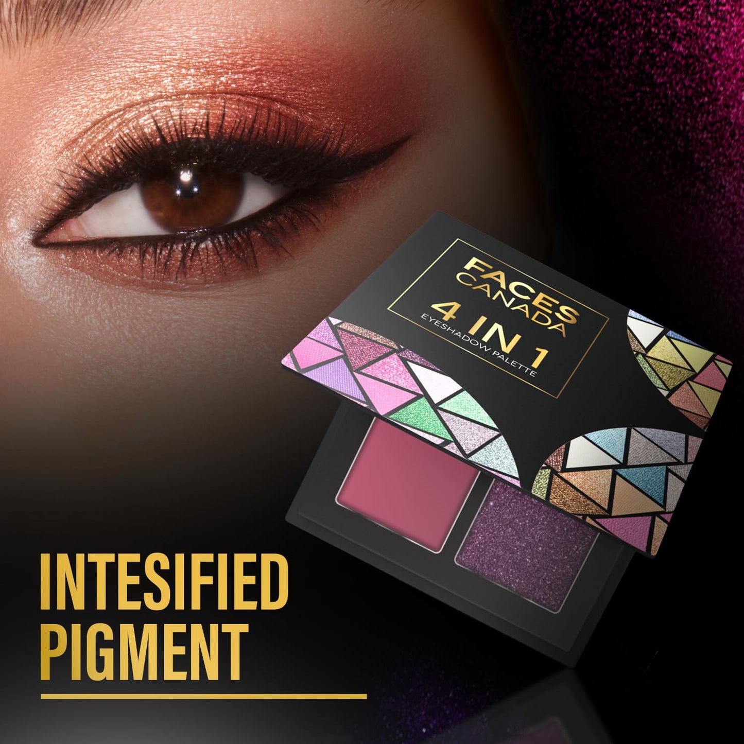FACESCANADA 4 In 1 Quad Eyeshadow Palette Powder- Moody Moon 06, 4.8G|Satin,Shimmery & Matte Shades|Eye Shadow Quartet|Intense Pigment|Long Lasting|Vitamin E Enriched|Vegan, Multicolor