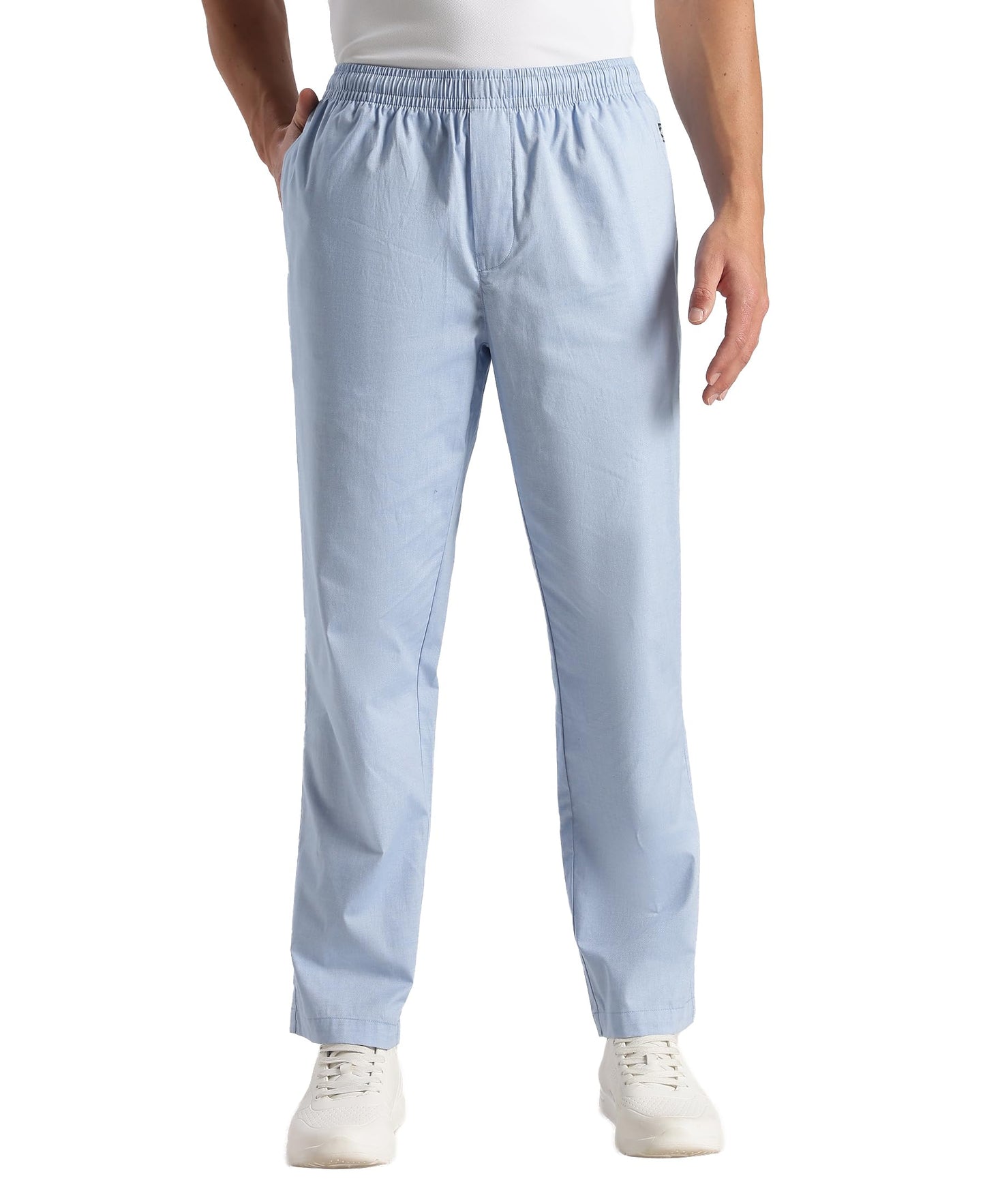 Jockey RM09 Men's Super Combed Cotton Relaxed Fit Pyjama with Side Pockets (Prints & Color May Vary)_Light Blue Chambray_XL