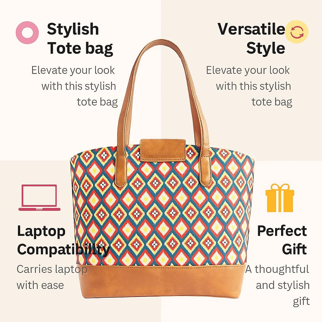 TEAL BY CHUMBAK Office Tote Bag for Women | Stylish Shoulder Bags for College | Professional Canvas Tote Bag | Laptop-Friendly College Bag