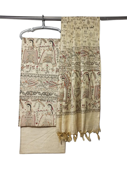 HAIDER ALI AND SONS Women's Pure Cotton Silk Handcrafted Screen Print Unstitched Salwar Suit Dress Material With Duputa (BLACK)