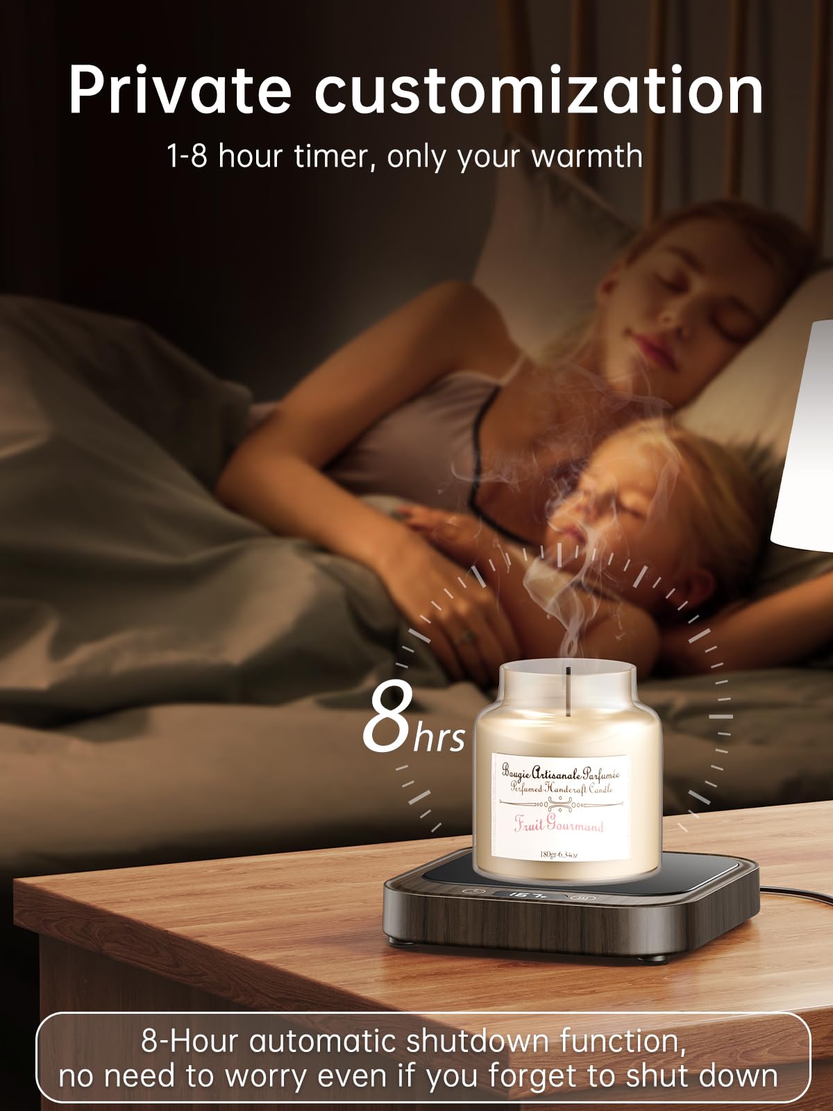 LAOION - 40W Coffee Mug Warmer for Desk with Auto Shut Off, Smart Electric Candle Warmer with 4 Temperature and Time Settings, Coffee Gifts for Drinks, Tea,