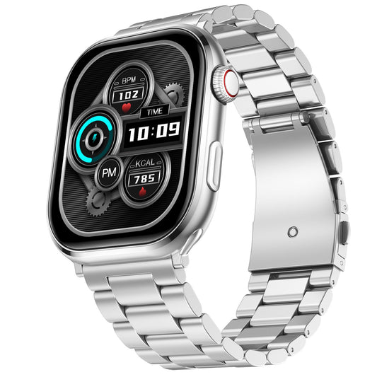 Fire-Boltt Brillia Pro Smart Watch with 51.3mm (2.02 inch) AMOLED Display, Bluetooth Calling, SpO2, Heart Rate Monitoring, 120+ Sports Modes, IP67 Waterproof, Long Battery Life (Silver Chain)