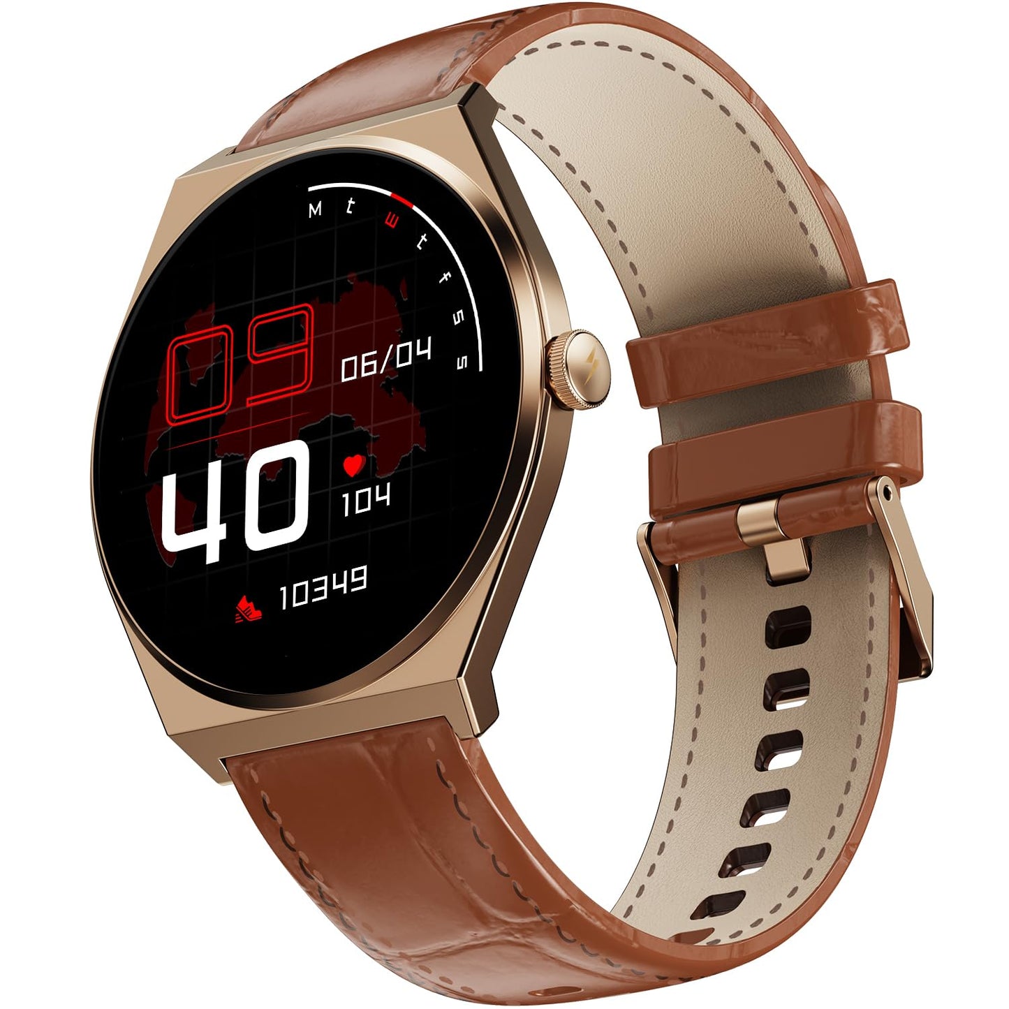 Fire-Boltt Phoenix Nova Smartwatch 1.43” Slim Super AMOLED Display 466x466 Pixel Always-On Display Bluetooth Calling, Health Tracker for Men & Women Chestnut Leather