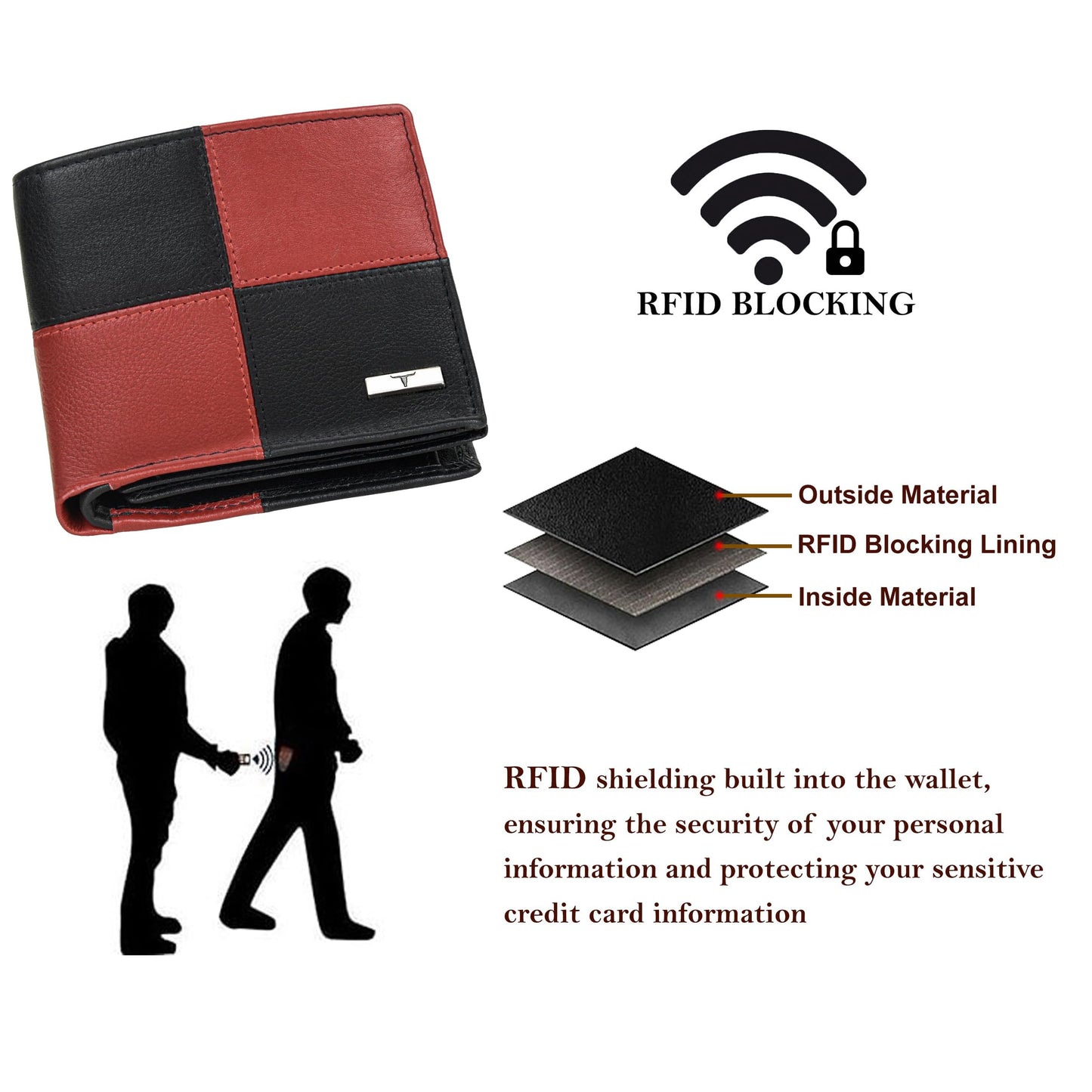 URBAN FOREST Chester Black/Red Leather Wallet for Men