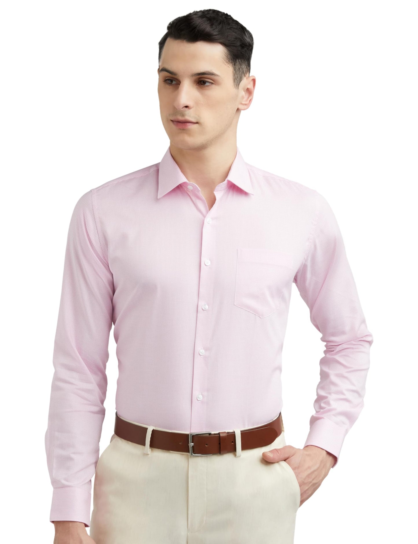 Van Heusen Men's Cotton Slim Fit Shirt (Vhsffslbx09112_Pink 40)