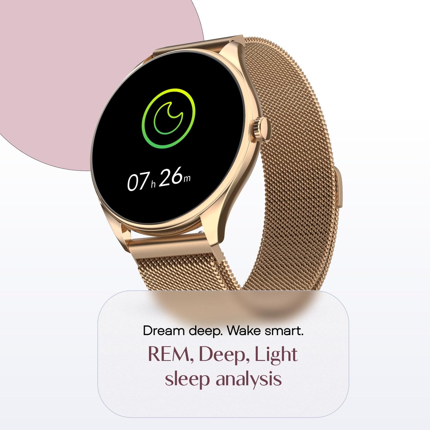 Noise Twist 2 Smart Watch with 1.43” AMOLED Screen, AI Search & Voice Assistant, Bluetooth Calling, Stainless Steel Back, 7-Day Battery, 100+ Watch Faces, Health Suite, IP68 (Gold Link)