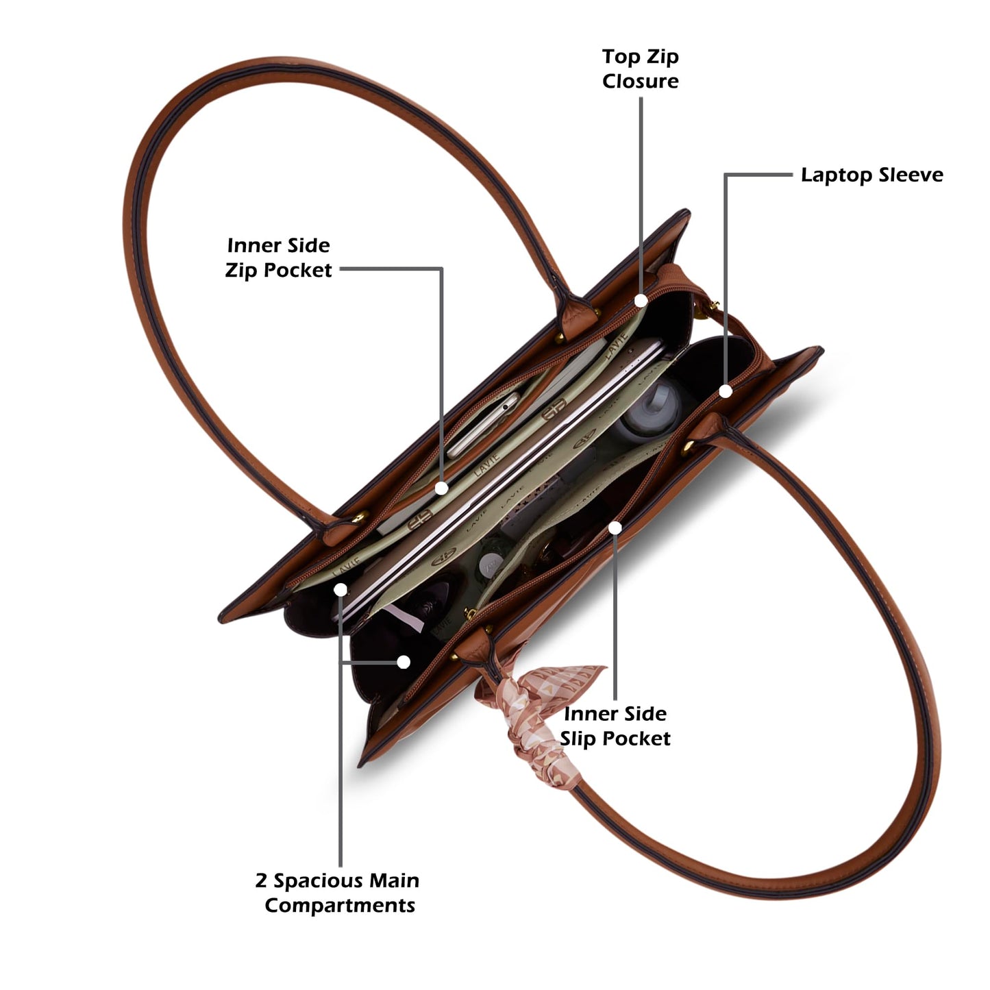 Lavie Luxe Women's Quare Extra Large Satchel Bag | Satchel Handbag for Work | Ladies Purse | Stylish Shoulder Bag | Gift for Women