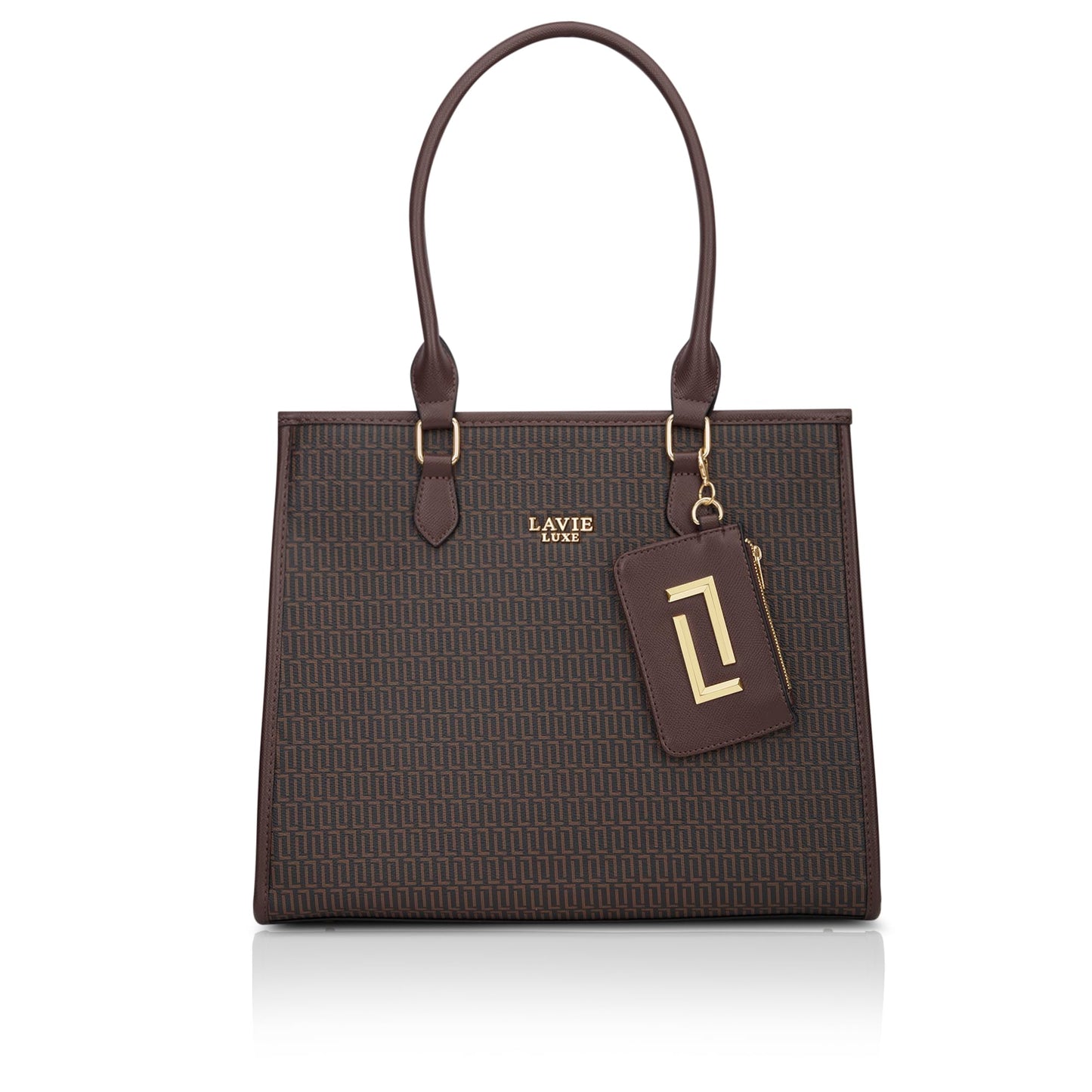 Lavie Luxe Women's Monogram Quad25 Pro Tote Laptop Bag | Fits Upto 14 Inch Laptop | Tote Laptop Bag for Work | Ladies Purse | Stylish Shoulder Bag | Gift for Women