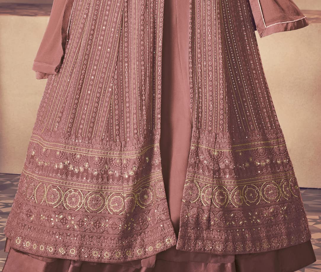 RUDRAPRAYAG Women's Maxi Anarkali Dress (122-PINK_Pink_Free Size)