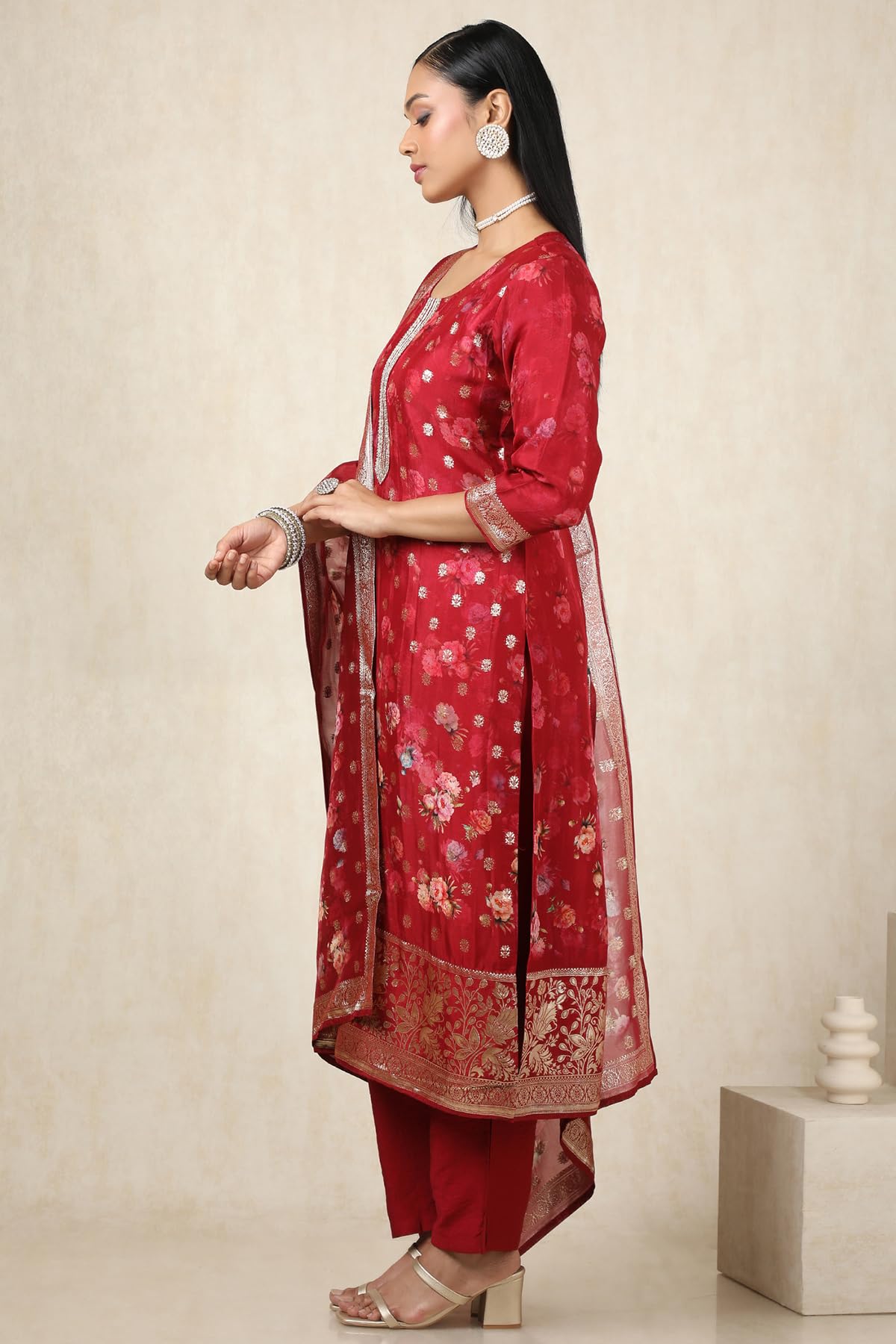 Soch Women's Brocade Salwar Suit Set (EWS5CD21719_Red