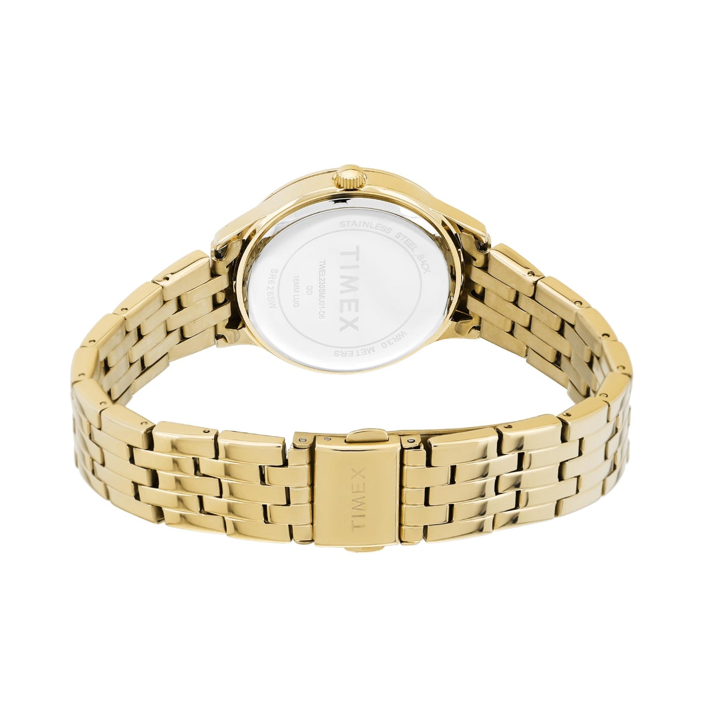 TIMEX Analog Watch for Women with Green Dial & Gold Stainless Steel Bracelet Band - Water Resistant Women's Wrist Watches -TWEL230SMU01