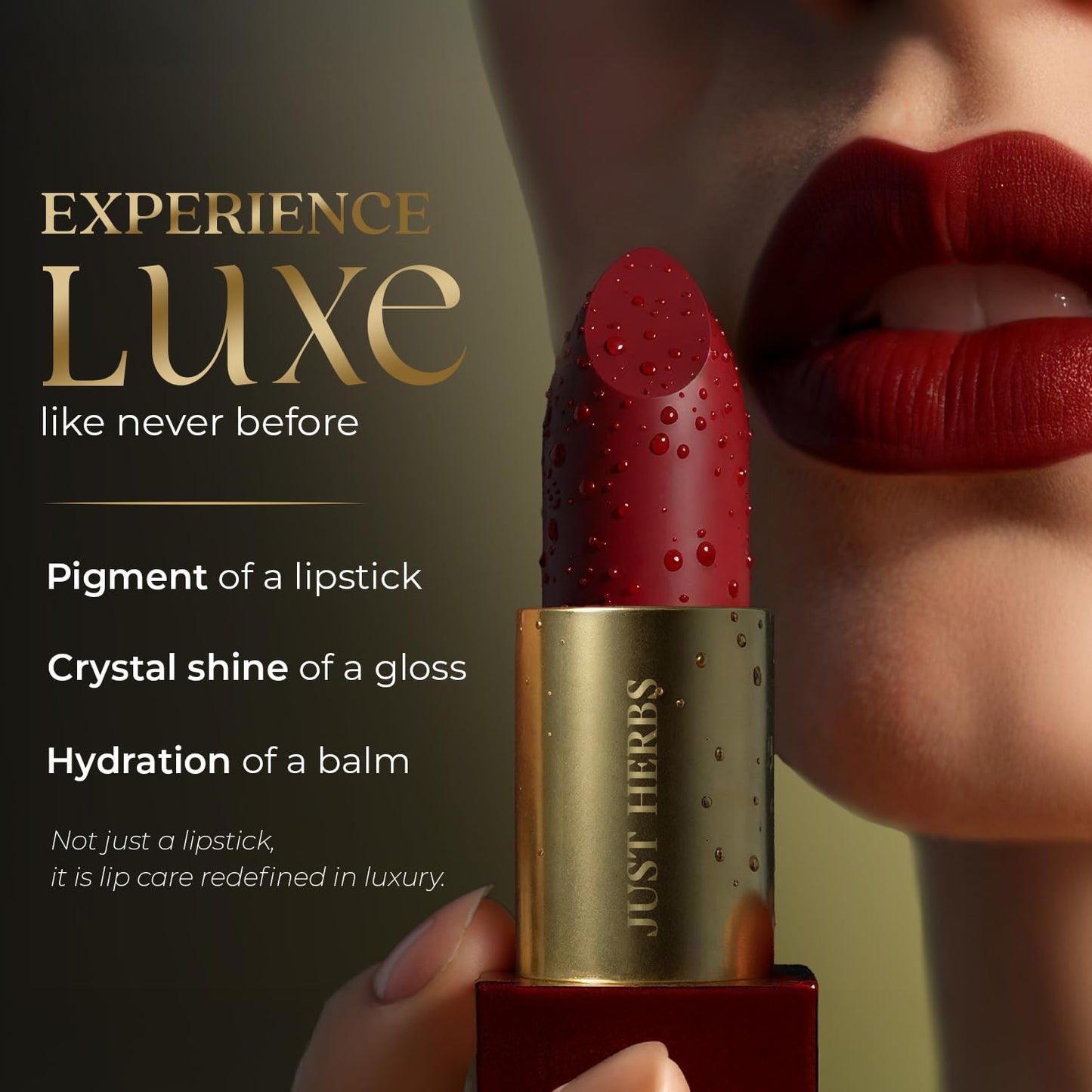 Just Herbs Luxe Satin Melt High Shine Lipstick | Luxury Makeup | Ayurvedic Formula | Long Lasting Shine | Ayurvedic Lipstick – 4 gm (01 PEACH SERENADE)