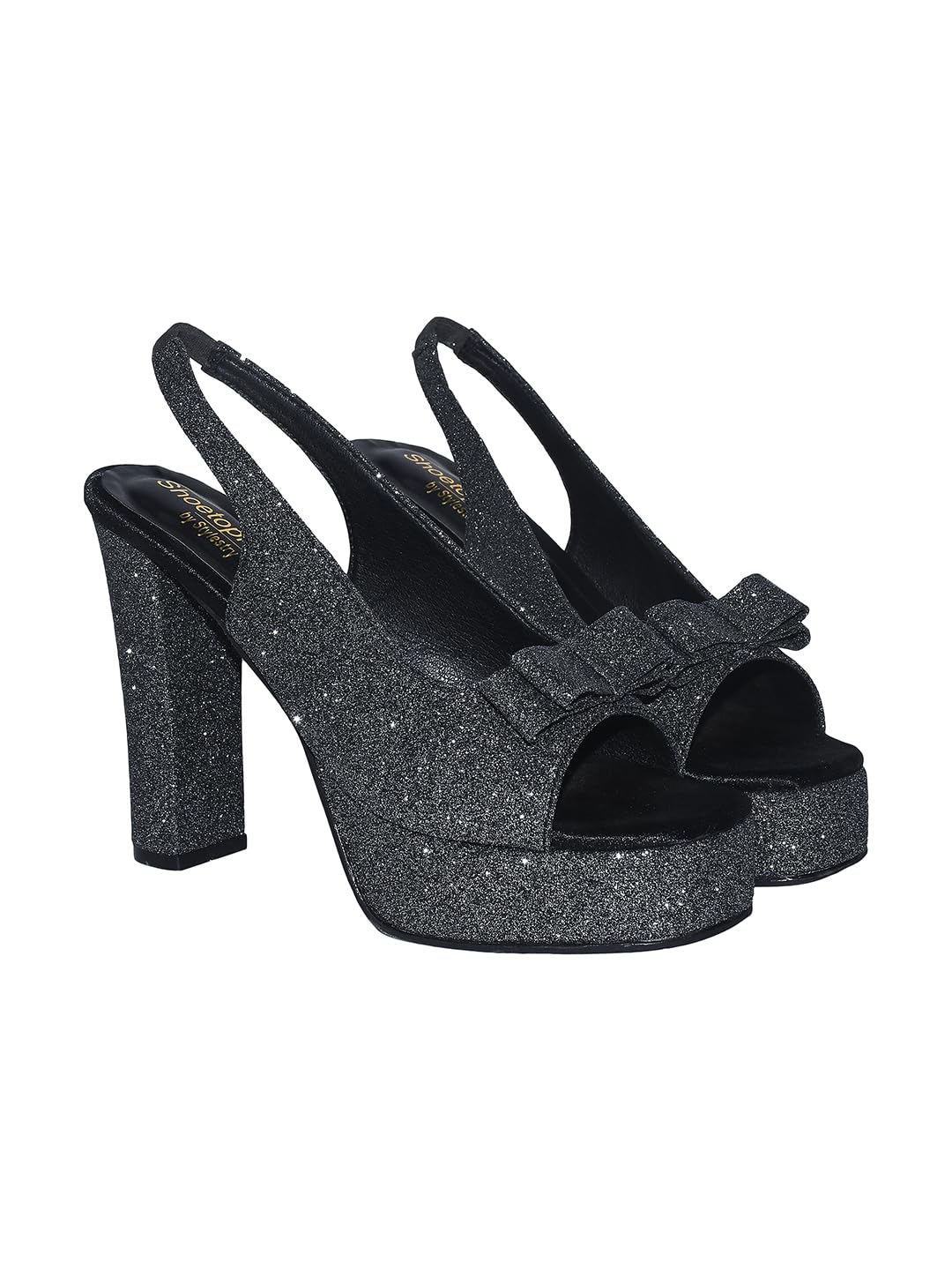 Shoetopia Stylish Embellished Black High Heeled Sandals For Women & Girls /EU37