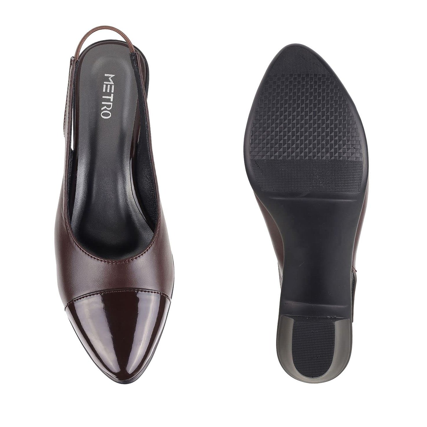 Metro Women's Brown Faux Leather Pointed Heel Formal Fashion Sandal - SaumyasStore