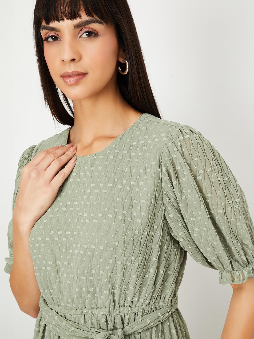 Max URB_N Women Textured Tiered Dress