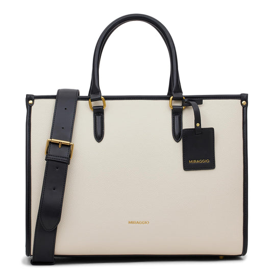 Miraggio Denice 2.0 Laptop Tote Bag For Women With Adjustable & Detachable Strap | Fits Upto 14 Inch Laptop | Office Bag For Women Stylish