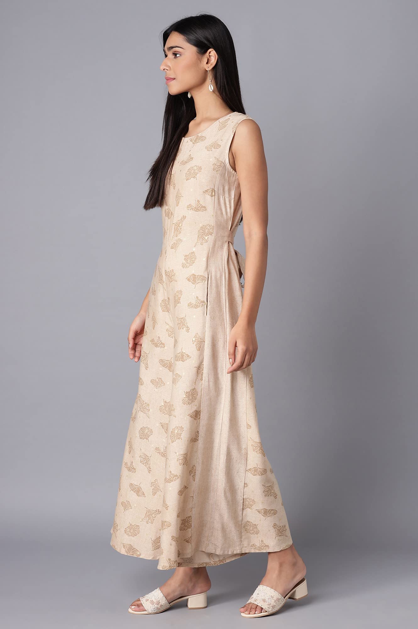 W for Woman Almond Beige Printed Jumpsuit_22FEW17275-116737_XL