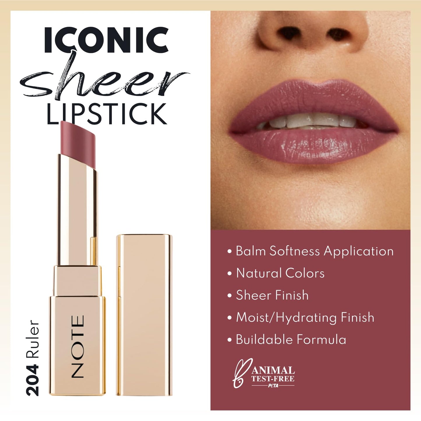Note ICONIC SHEER LIPSTICK 204