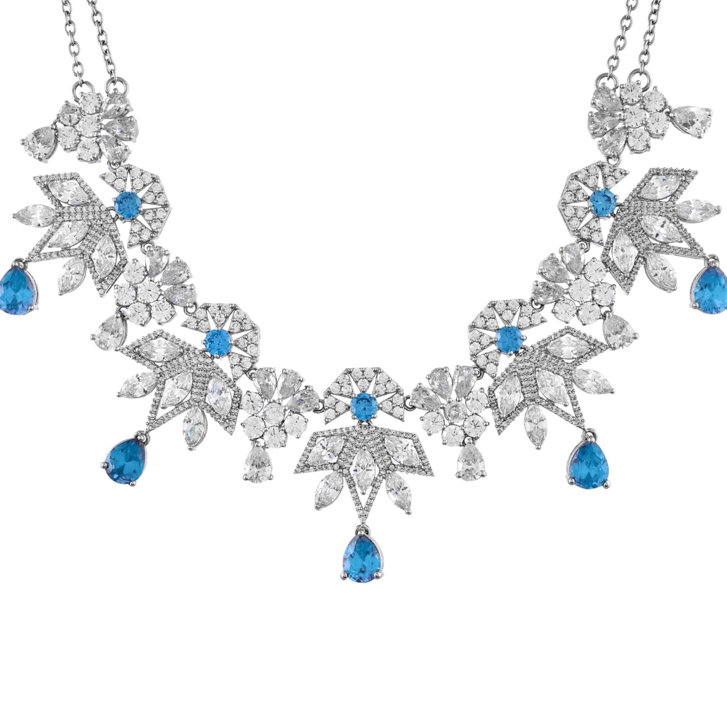 VOYLLA Before Sunrise Statement Necklace Set|Necklace Set For Women|American Diamond|Party|Wedding|Festive|Gift For Women| (Indra)