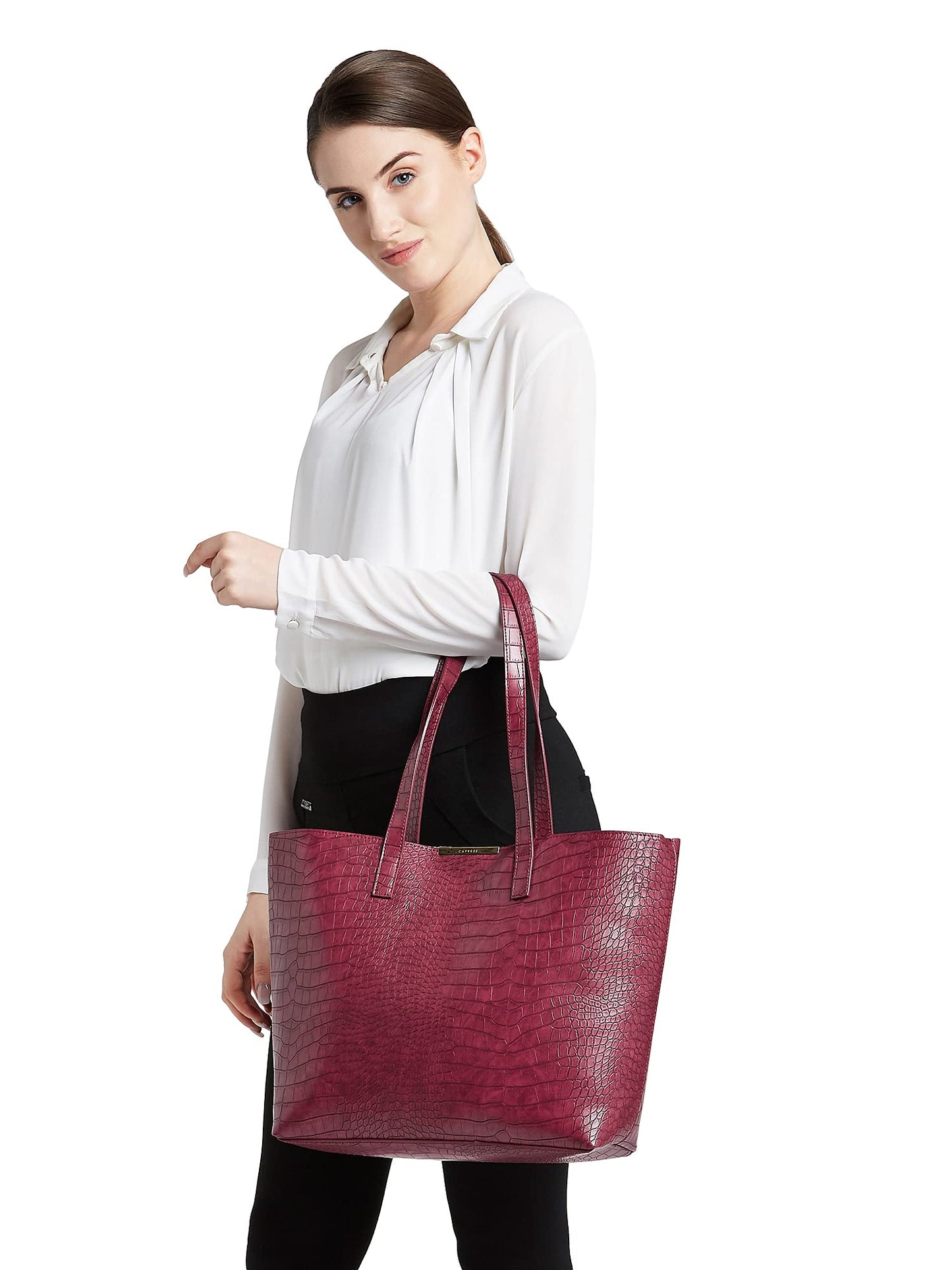 Caprese womens OPRAH T Large MAROON Tote Bag