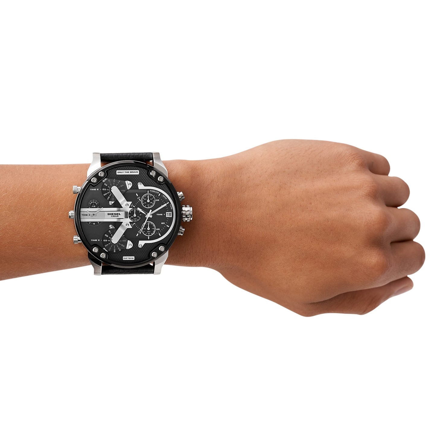 Diesel Stainless Steel Mr Daddy 2 Analog Black Dial Red Strap (Big Dial Red Strap) Men's Watch - Dz7313