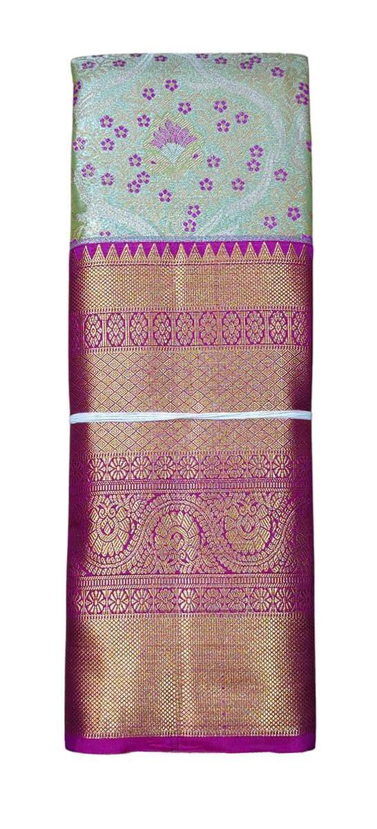 VFCollections Women's Kanchipuram Silk Pure Pattu Sarees With Blouse (VFC486-3)