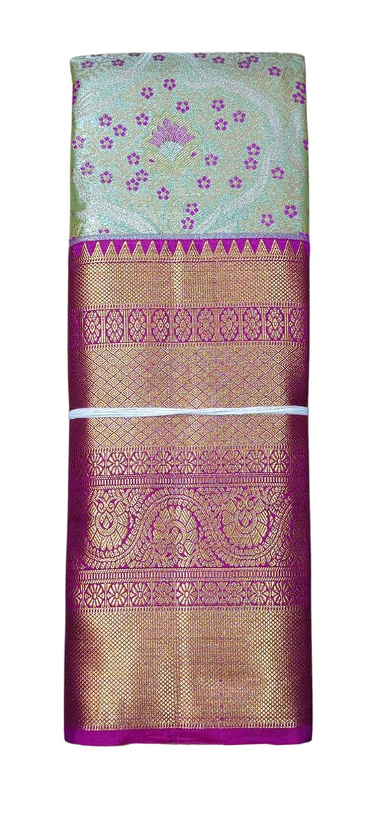 VFCollections Women's Kanchipuram Silk Pure Pattu Sarees With Blouse (VFC486-3)