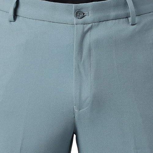 SUBTRACT Men 4 Way Stretch Wrinkle Free Slim Fit Formal Trouser in PowderBlue with 2 Inch Flexible Waistband | Men's Trousers for Office Or Party (PowderBlue,38)